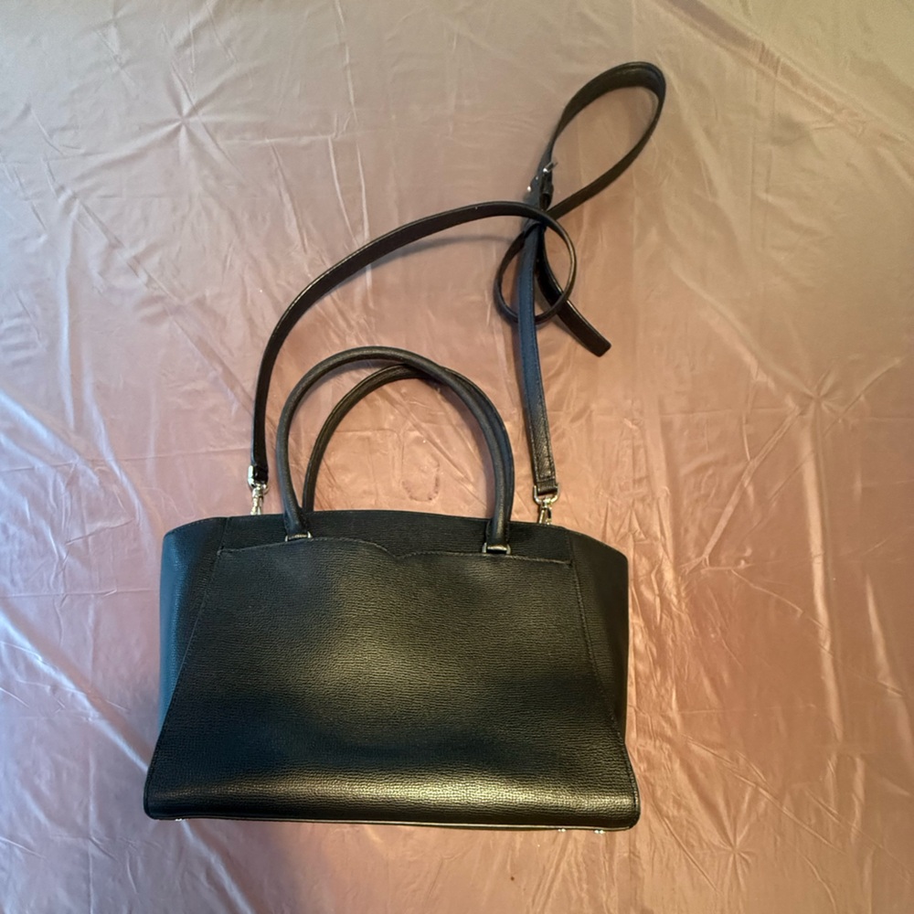 kate spade Black Leather Structured Tote with Shoulder Strap - Picture 9 of 10